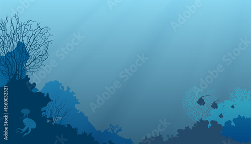 Vector sea background. Coral bottom