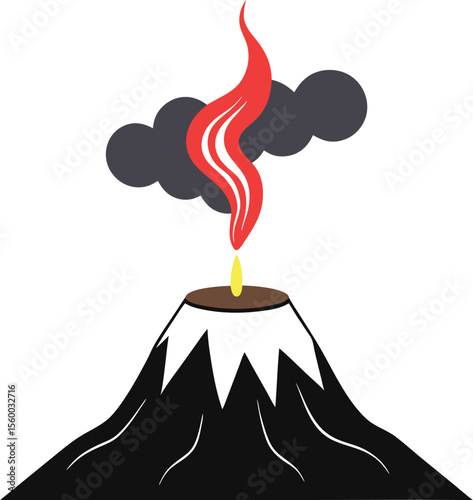 Volcanic Mountain with Erupting Smoke