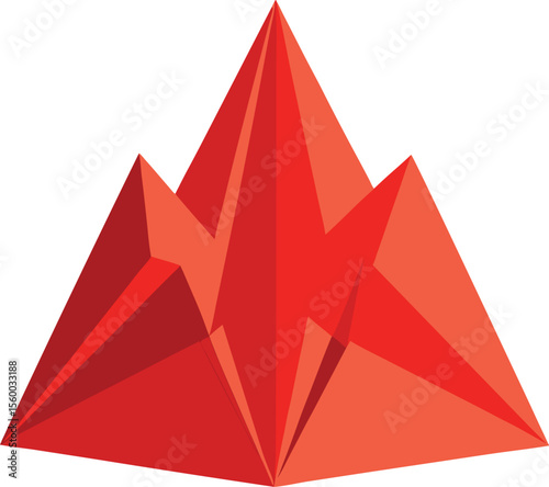 harp Red Geometric Mountain Peaks