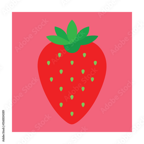 Red Strawberry With Seeds Vector Art