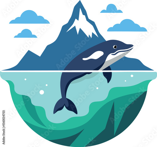 Dolphin Leaping Over Iceberg