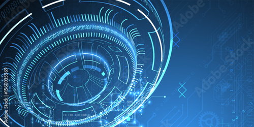 Abstract background. Scientific and technological concept with the use of technical elements formed in the shape of a circle. Vector