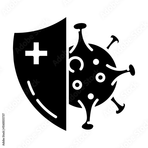 Made in the UK shield protecting from a virus vector icon solid style.