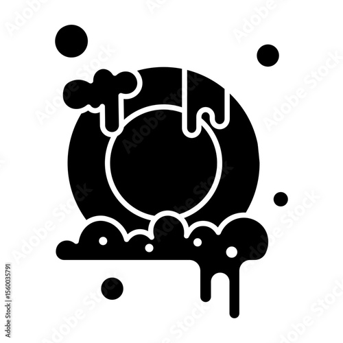 Made in the UK  Plate with soap suds around it vector icon solid style.