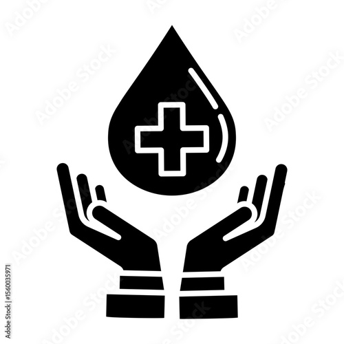 Made in UK Hygiene starts with clean hands symbolized by this water drop with a plus sign vector icon solid style.