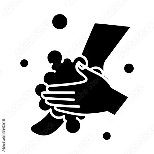 Made in UK Hygiene starts with the simple act of hand washing with soap line art vector icon solid style.