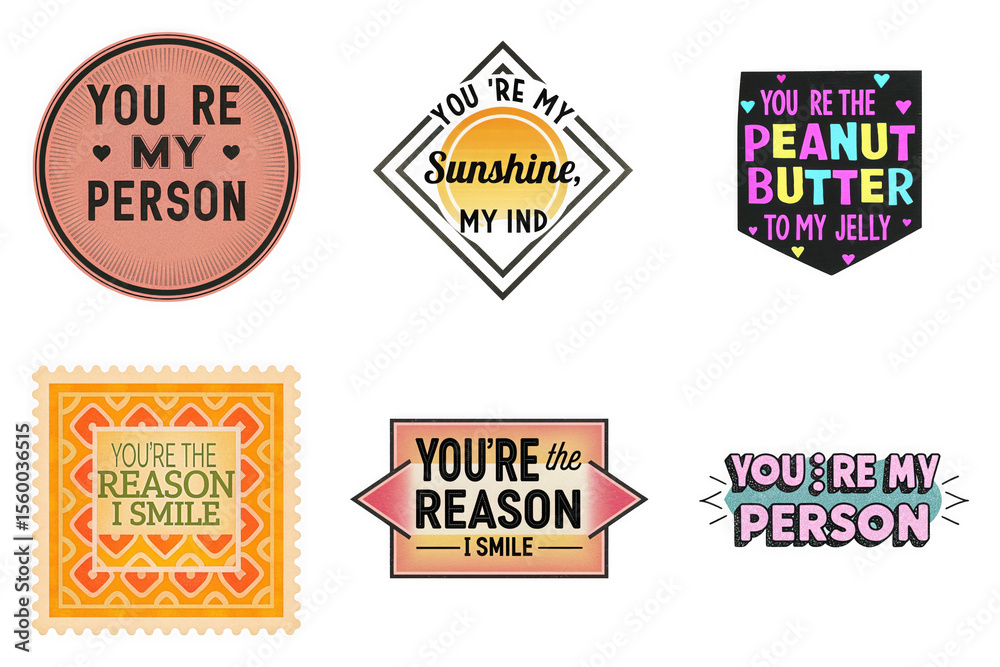 Fototapeta premium Friendship messages with hearts and sunshine isolated on a transparent background love affection