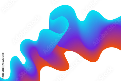 Iridescent wave design with smooth transitions between red blue and purple on a bright white canvas