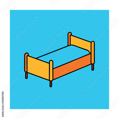 Twin Bed Home Furniture Vector Art