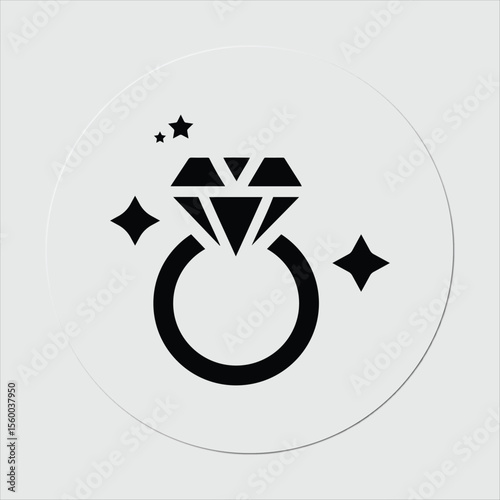 Diamond ring Icon Vector &  engagement illustration,