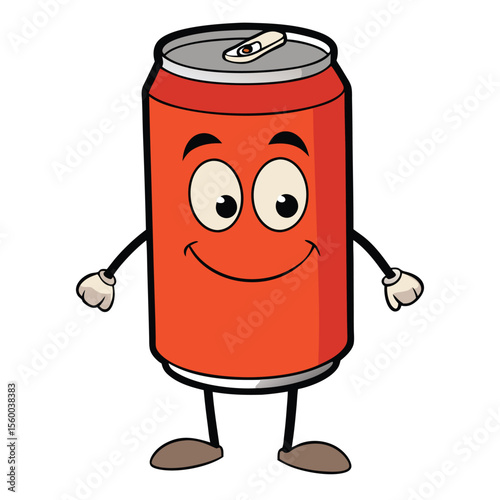 A chilled canned soda, with condensation, on a plain white surface, a refreshing cold drink.