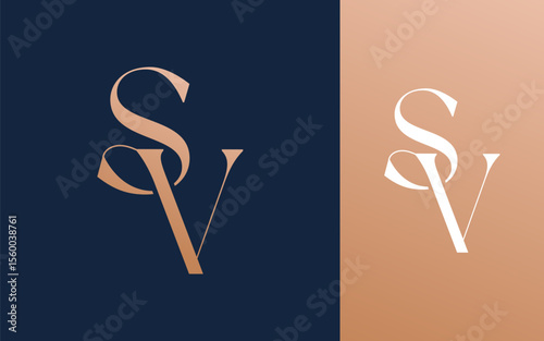 Initial letter SV VS logo design vector illustration for couple, wedding, and business