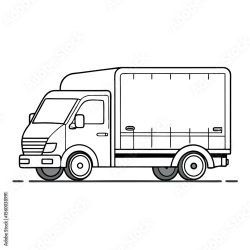 line drawing truck on white background 
