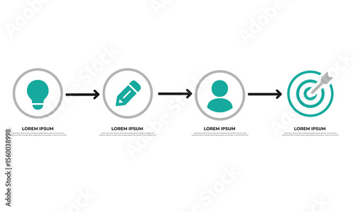 Business Process Flow Infographic with Icons. Idea to Execution Strategy Diagram Vector