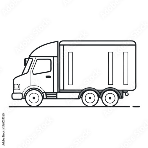 line drawing truck on white background