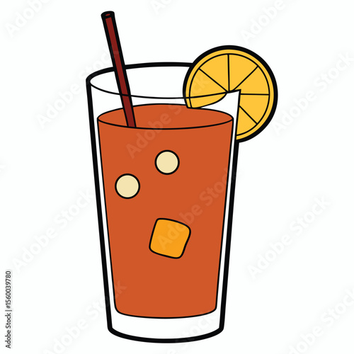 A tall glass of iced tea with a lemon slice, refreshing and cool, on a clean white background, perfect for summer.
