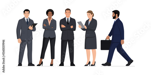 Corporate business people standing and posing together