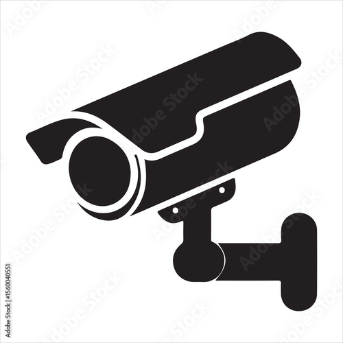 Security Black Camera on white background