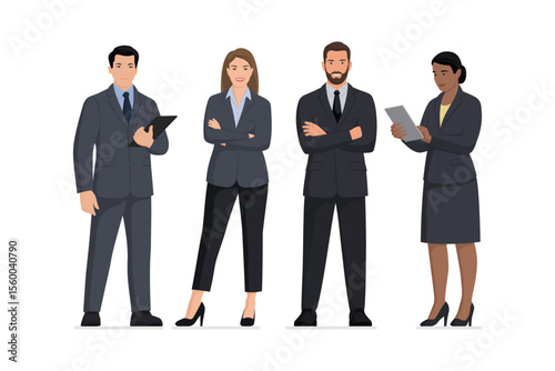 Corporate business people standing and posing together