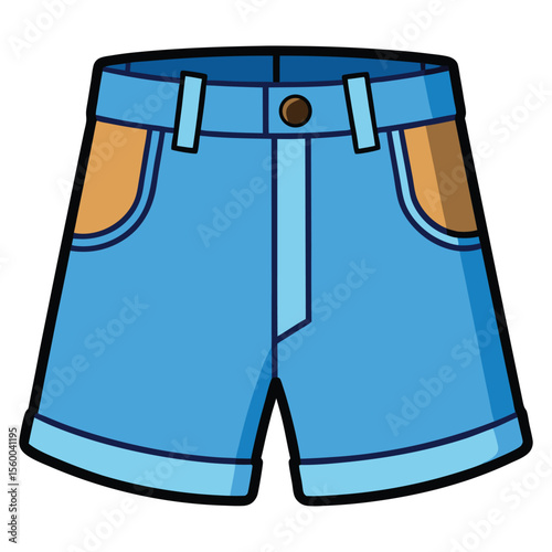 A classic pair of denim shorts, casual and versatile, on a clean white background, essential summer apparel.