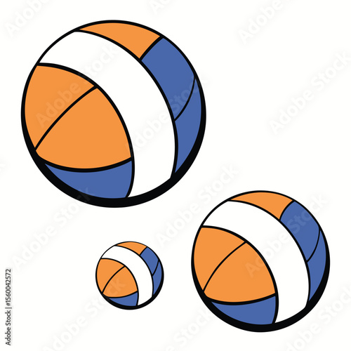 A set of volleyballs, perfectly round and ready for a game, on a clean white background, for sports and fun.