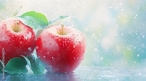 Dewy red apples orchard sunrise website banner
