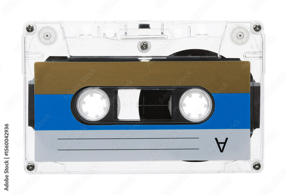 Naklejka premium One audio cassette with blank label isolated on white