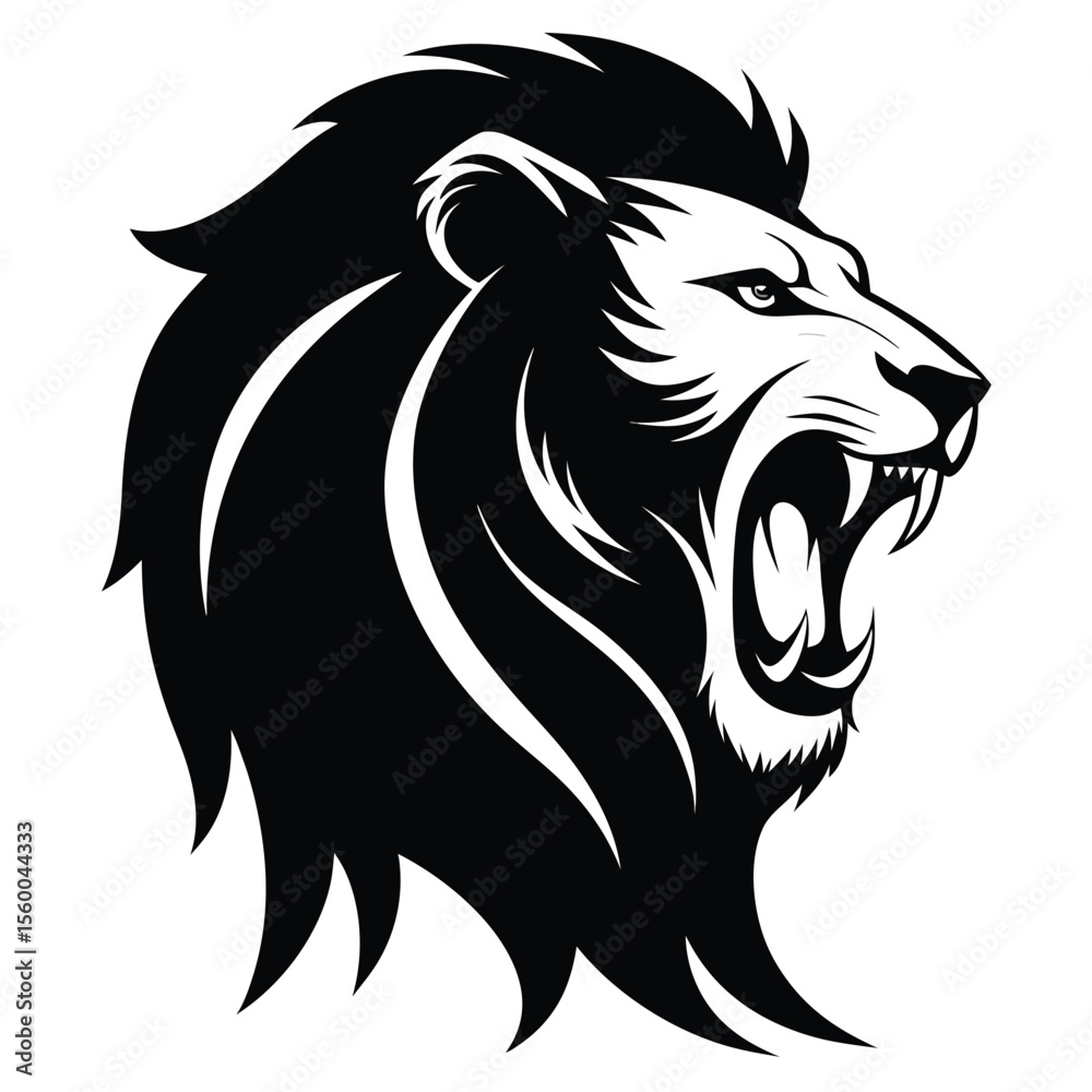 Fototapeta premium Bold Lion Head Vector Art Striking Design for Logos, Mascots, and More - Symbolizing Strength, Courage, and Power with Majestic Feline Portrait