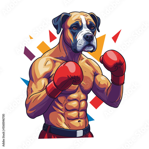 Boxer with a muscular build wearing red gloves and ready to fight  