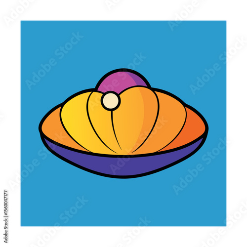 Open Clamshell Seafood Vector Illustration Color
