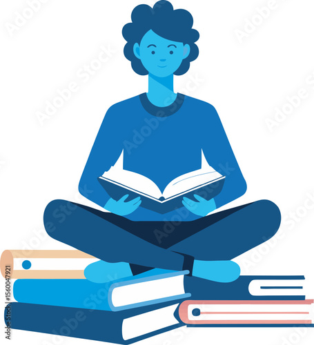 This collection of images depicts illustrations related to reading, including open books, reading glasses, and hands holding books