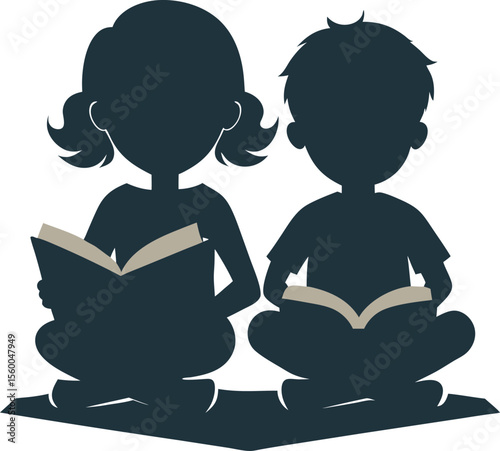 This collection of images depicts illustrations related to reading, including open books, reading glasses, and hands holding books