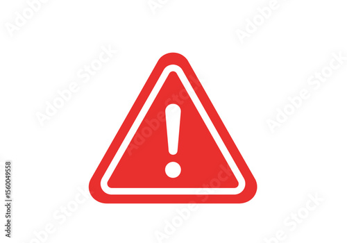 A red warning sign with a white border and exclamation point