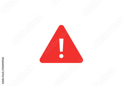 A red triangle with rounded edges contains a large white exclamation point