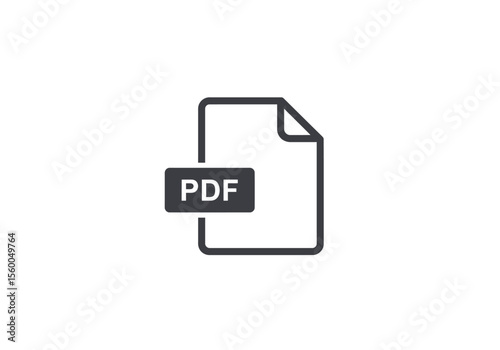 An isolated icon depicting a document identified as a PDF file with a folded top corner