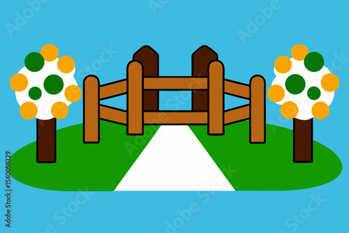 rustic gate path cow pasture countryside scene