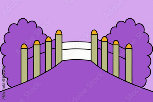 narrow country lane gate lavender flowers