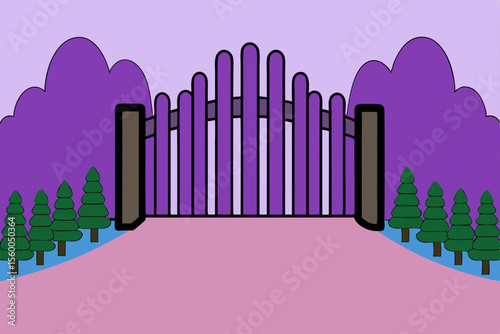 country lane gate with lavender plants
