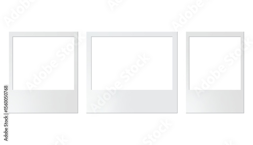 Empty white photo frame. Set realistic photo card frame mockup - vector for stock