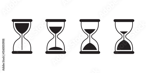 Hourglass icon collection. Sand timer symbol, Reloading hourglass vector icon. Hourglass stopwatch