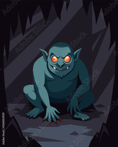 A ghastly troll lurking in the dark corners of the dark web constantly terrorizing and preying on unsuspecting users.. Vector illustration