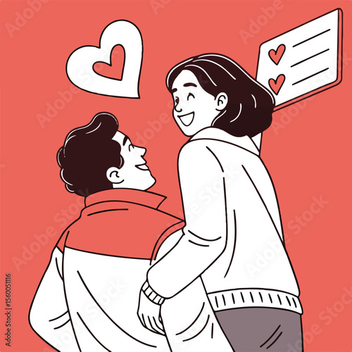 A heartwarming illustration of a couple sharing love through small gestures, capturing the beauty of emotional support, affection, and kindness in a romantic connection.
