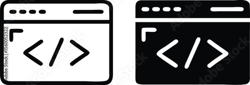 Coding Browser Icon – HTML Tag Symbol for Programming, Development, and Web Design