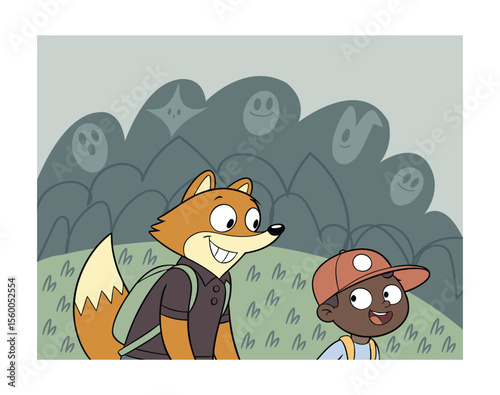  Papa Bear, a female fox, and a child wearing a bas