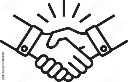 Line Art Handshake Icon Symbolizing Agreement, Partnership, and Collaboration on a Transparent Background for Business, Success, and Professional Relationships