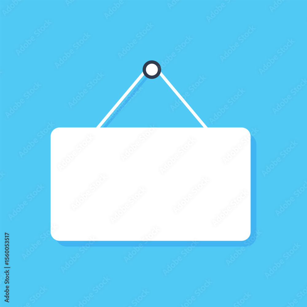 Flat blank signboard. Hanging white banner with place for text. Vector illustration Flat blank signboard. Hanging white banner with place for text. Vector illustration