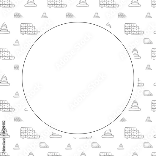 construction frame. doodle construction tool circle frame. hand drawn construction frame background. construction tool background