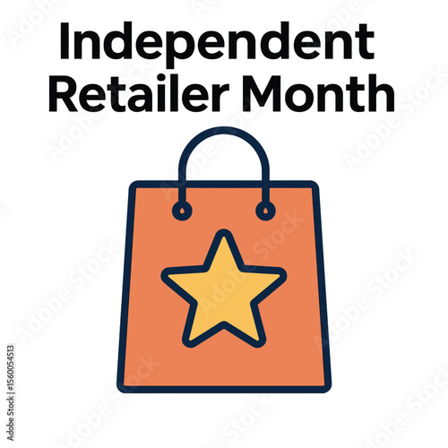 Independent Retailer Month Vector – Shopping Bag with Star