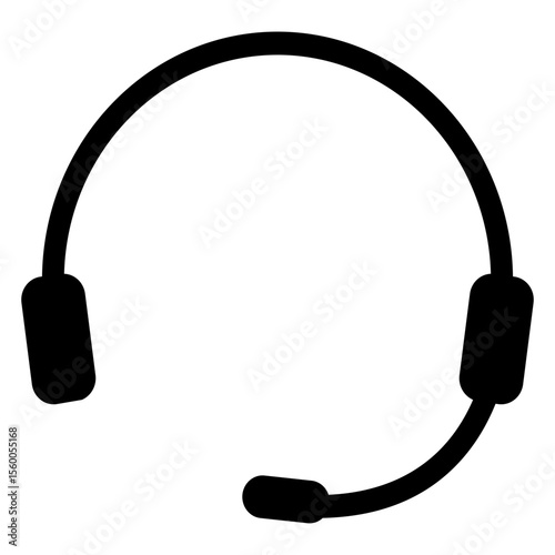 Icono silueta de auriculares con micrófono sin cables