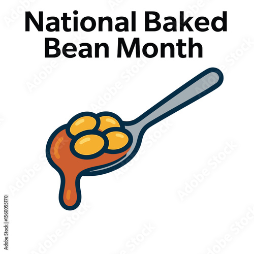 National Baked Bean Month Vector – Spoonful of Baked Beans

